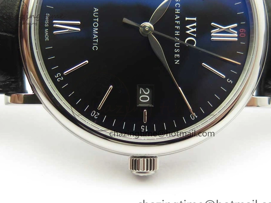 MIROTIME 0322 Affordable Portofino Automatic SS FKF 1:1 Best Edition Black Dial on Black Leather Strap A 7136
